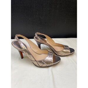 Cole Haan Women's Gold Leather Shoes/ Heeled 4" Sandals Size 8 SKU 5428